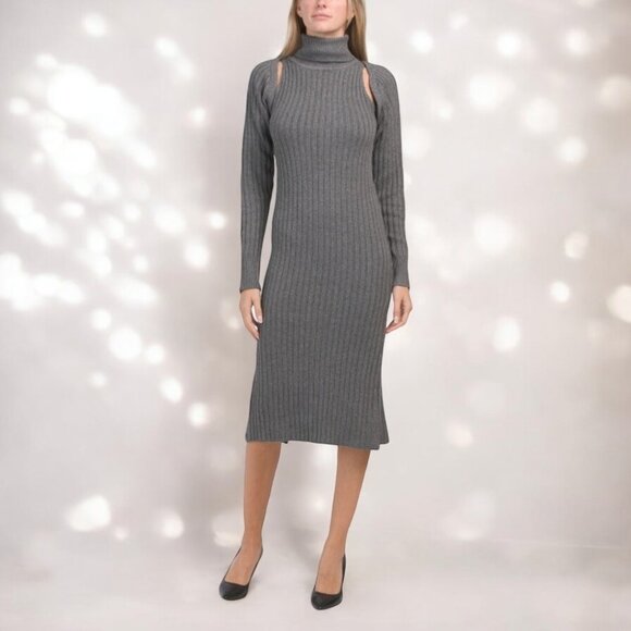 NWT Moon River Turtleneck Bolero Ribbed Sweater Dress - Picture 2 of 7